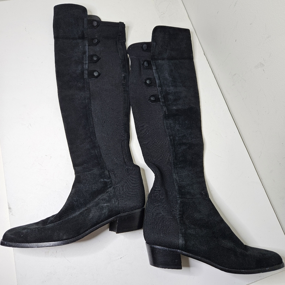 Stuart Weitzman 5050 Suede Stretch Boot Over The Knee Buttons Womens 6